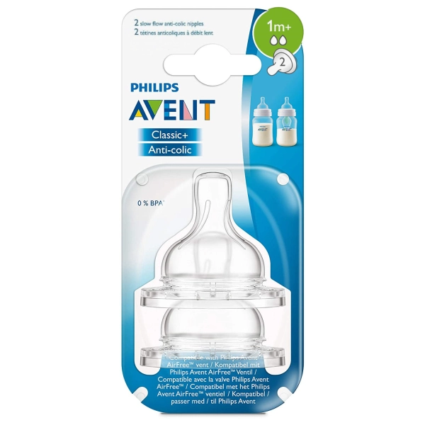 Philips Avent smoczki do butelek Classic+, Anti-colic 1m+ wolny przepływ