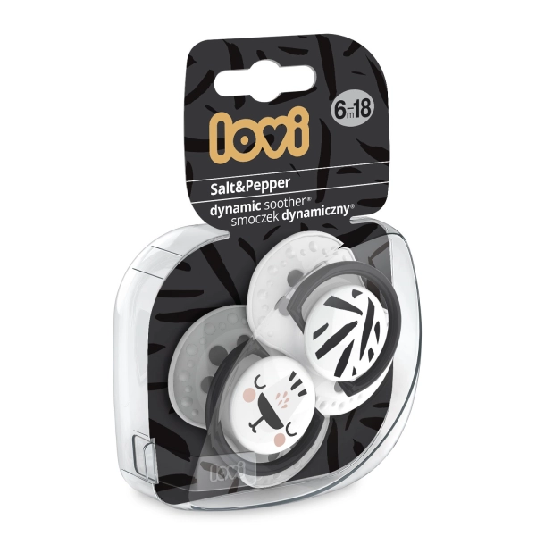 Lovi smoczek silikonowy dynamiczny - Salt & Pepper 6-18m, 2 szt.